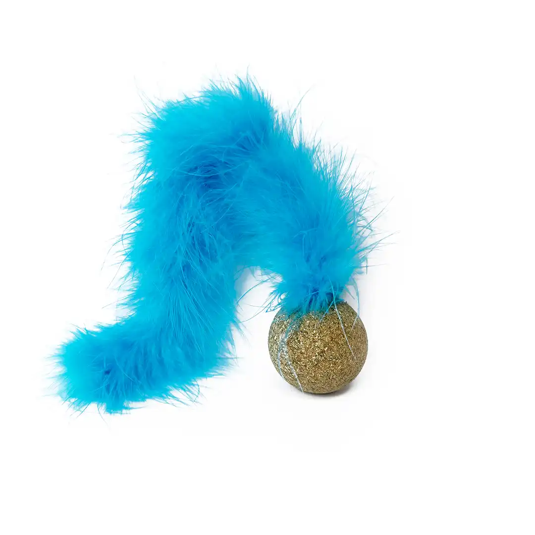 cat ball with feathers